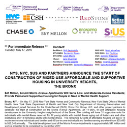 NYS, NYC, S:US and Partners Announce Morris Ave Construction