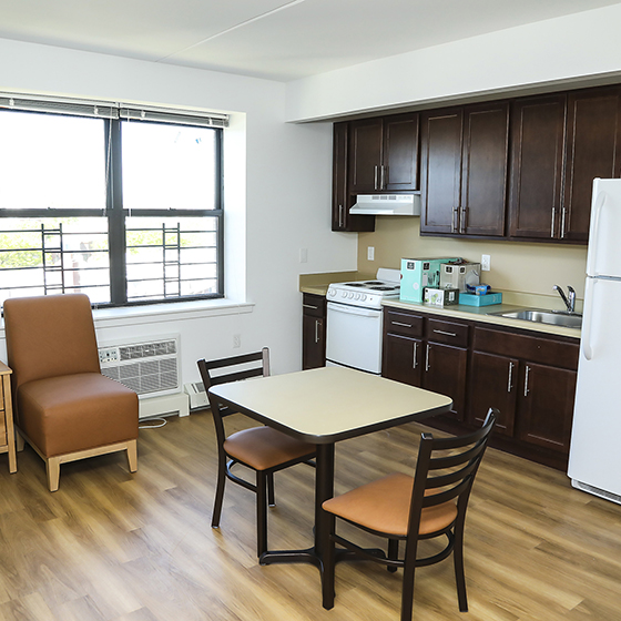 A view inside one of the Henry Apartments' studio units.