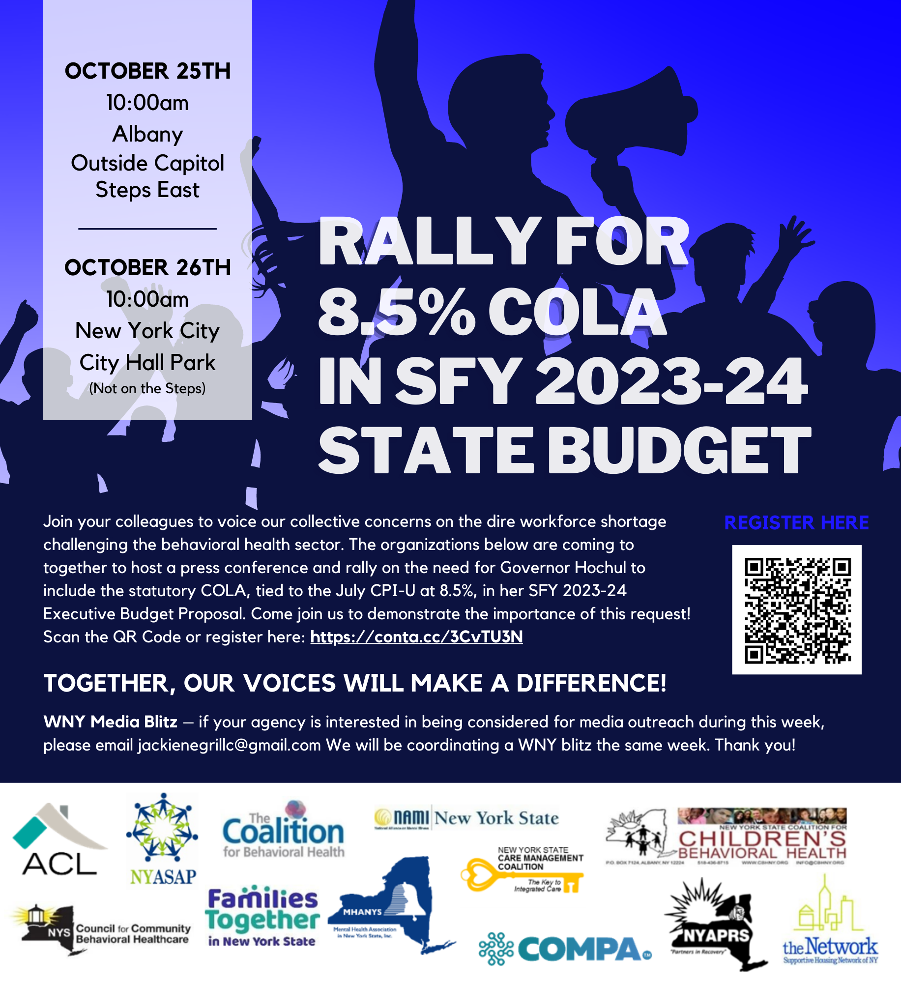 October 26 NYC Rally for Behavioral Health COLA in 2023-24 State Budget